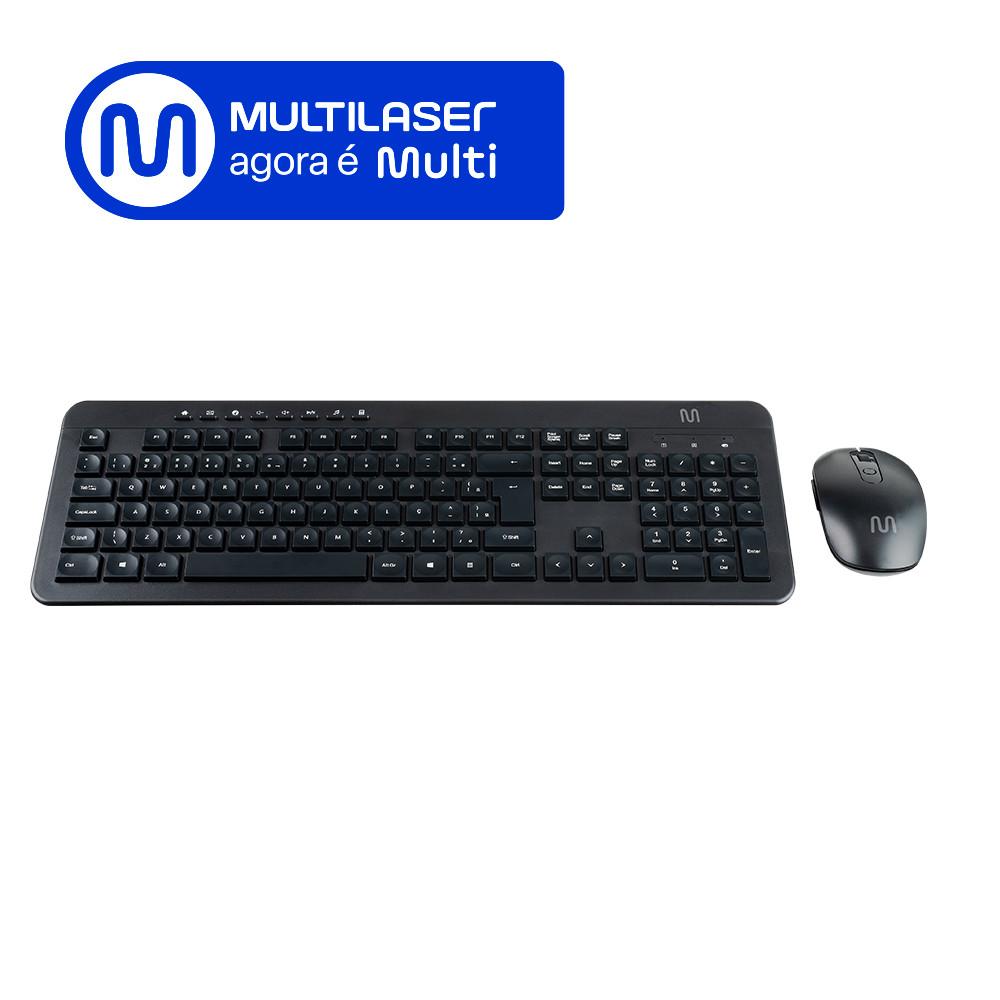 Teclado e Mouse Sem Fio Recarregável 2.4ghz USB Preto Multi (Multilaser) - TC250 - 2