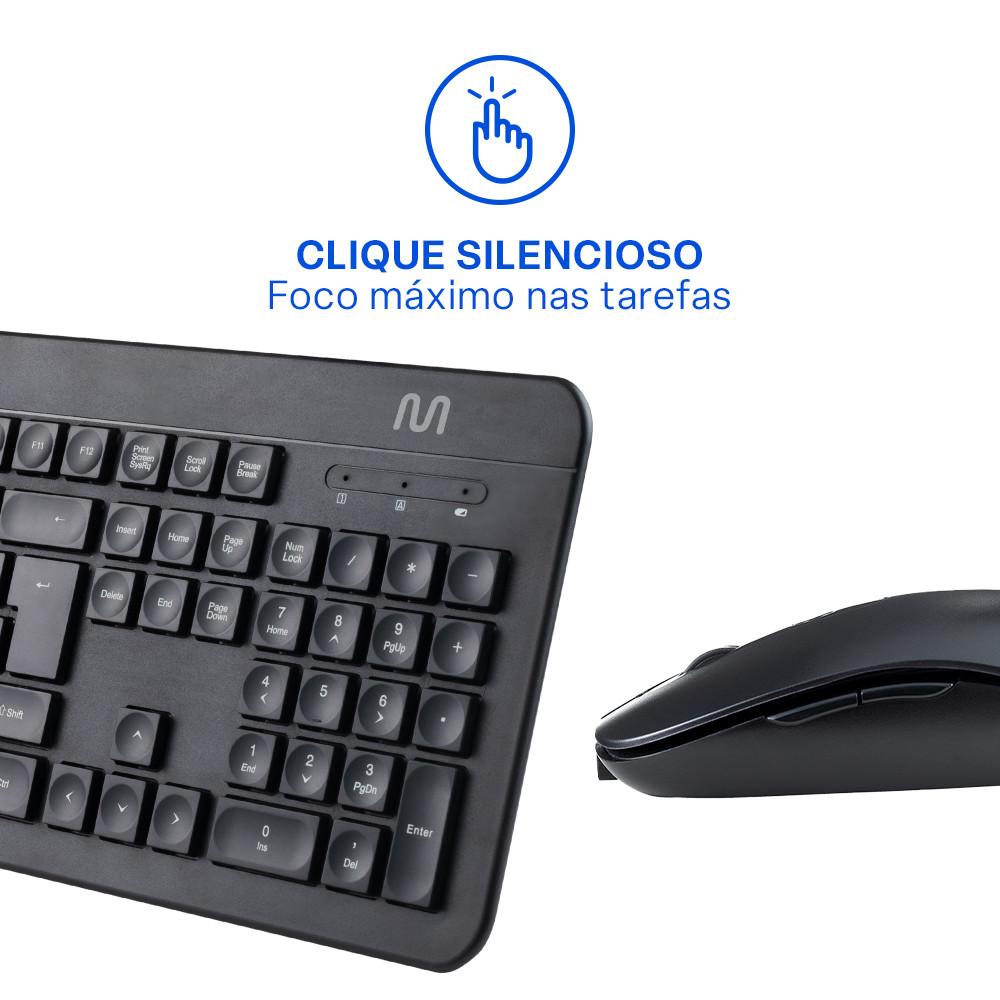 Teclado e Mouse Sem Fio Recarregável 2.4ghz USB Preto Multi (Multilaser) - TC250 - 6