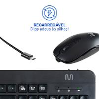 Teclado e Mouse Sem Fio Recarregável 2.4ghz USB Preto Multi (Multilaser) - TC250