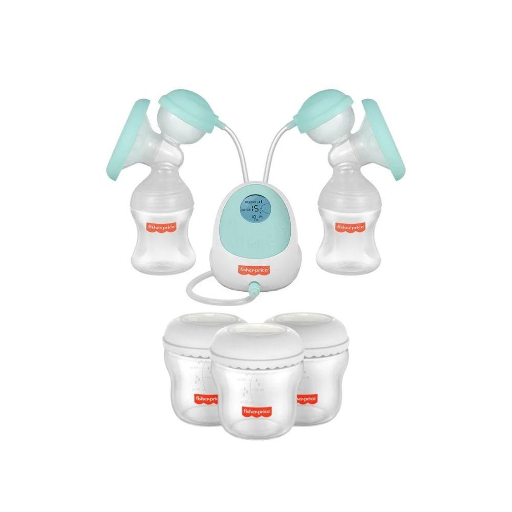 Kit Bombinha de Leite Elétrica Dupla Fisher Price + 3 Frascos pra Armazenar Leite - BB1224K - 1