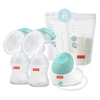 Kit Bomba tira Leite Elétrica Dupla Fisher Price + 25 Sacos Para Armazenar Leite Materno - BB1224KF