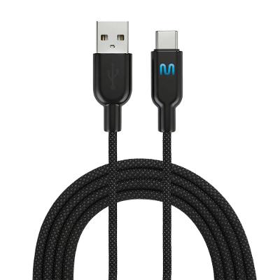 Cabo USB Tipo C em Nylon 1.2M Preto com Led Multi - WI500