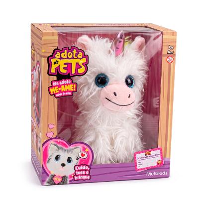 Pelúcia Adota Pets Floquinho Unicórnio Branco com Acessórios e Certificado Multikids - BR2604