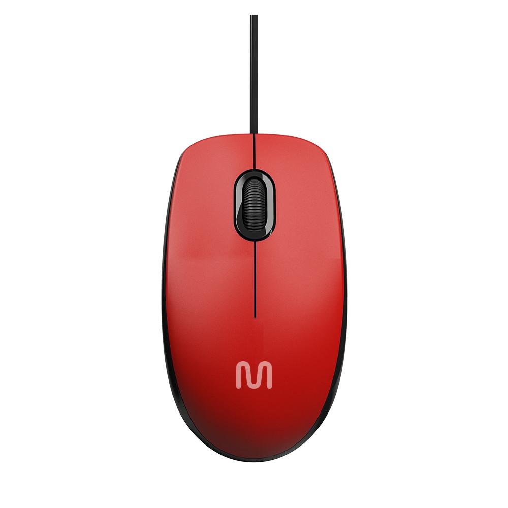 Mouse Com Fio MF400 Clique Silencioso Conexão USB 1200dpi Cabo de 180cm 3 Botões Vermelho Multi - MO390 - 1