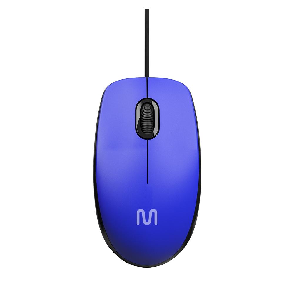 Mouse Com Fio MF400 Clique Silencioso Conexão USB 1200dpi Cabo de 180cm 3 Botões Azul Multi - MO388 - 1