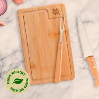 Kit Churrasco com Tábua em Bambu, Faca 7 e Garfo em Aço Inox - Preto - 3