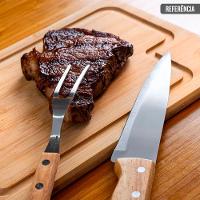 Kit Churrasco com Tábua em Bambu, Faca 7 e Garfo em Aço Inox - Preto - 5
