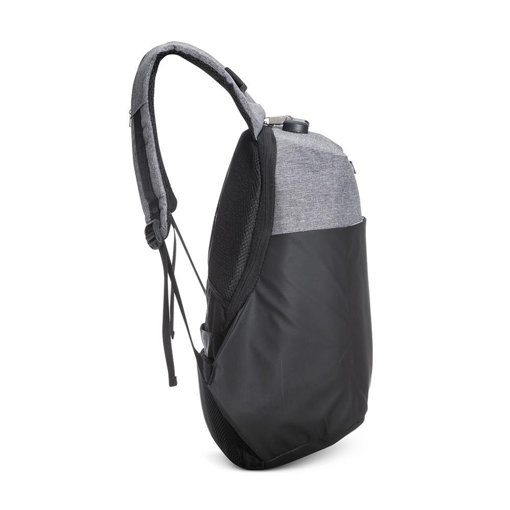 Mochila Anti-Furto em Poliéster com Saída USB e Cadeado Numérico - Cinza - 2