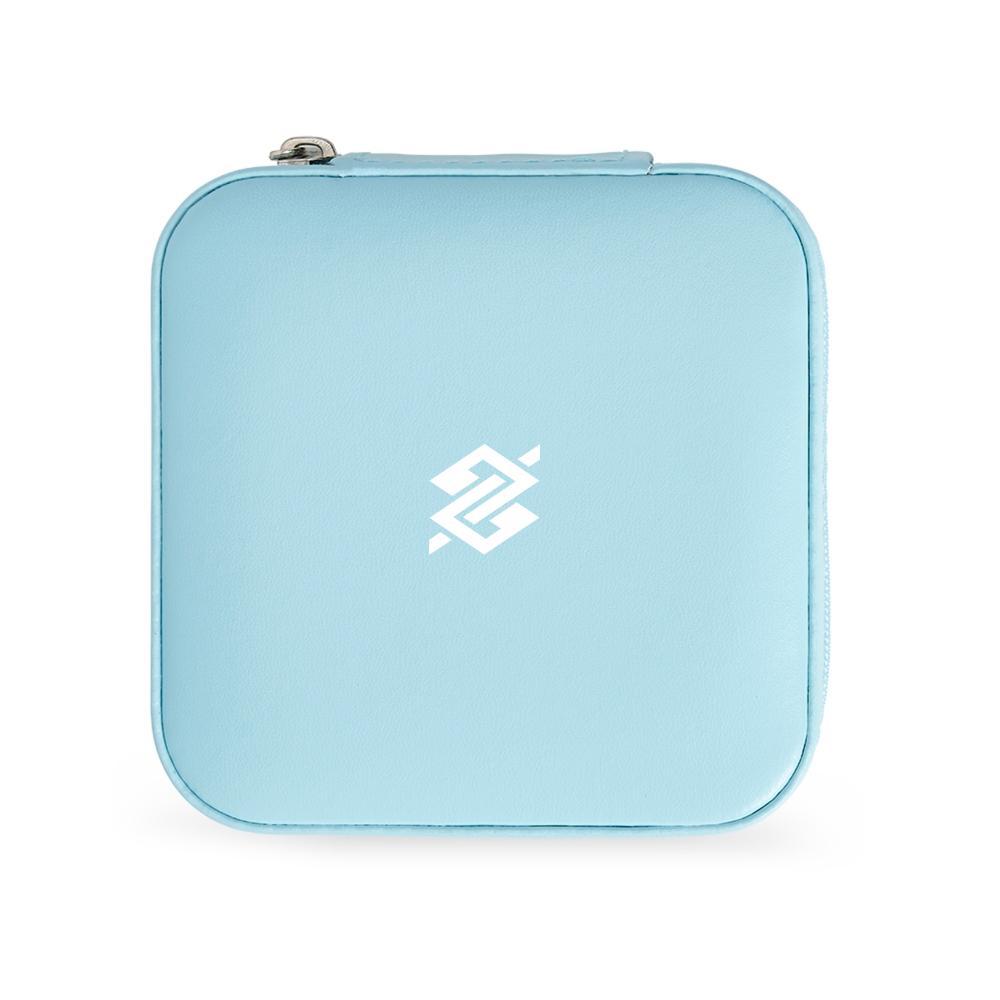 Porta Jóias de couro sintético 10x10cm - Azul - 4