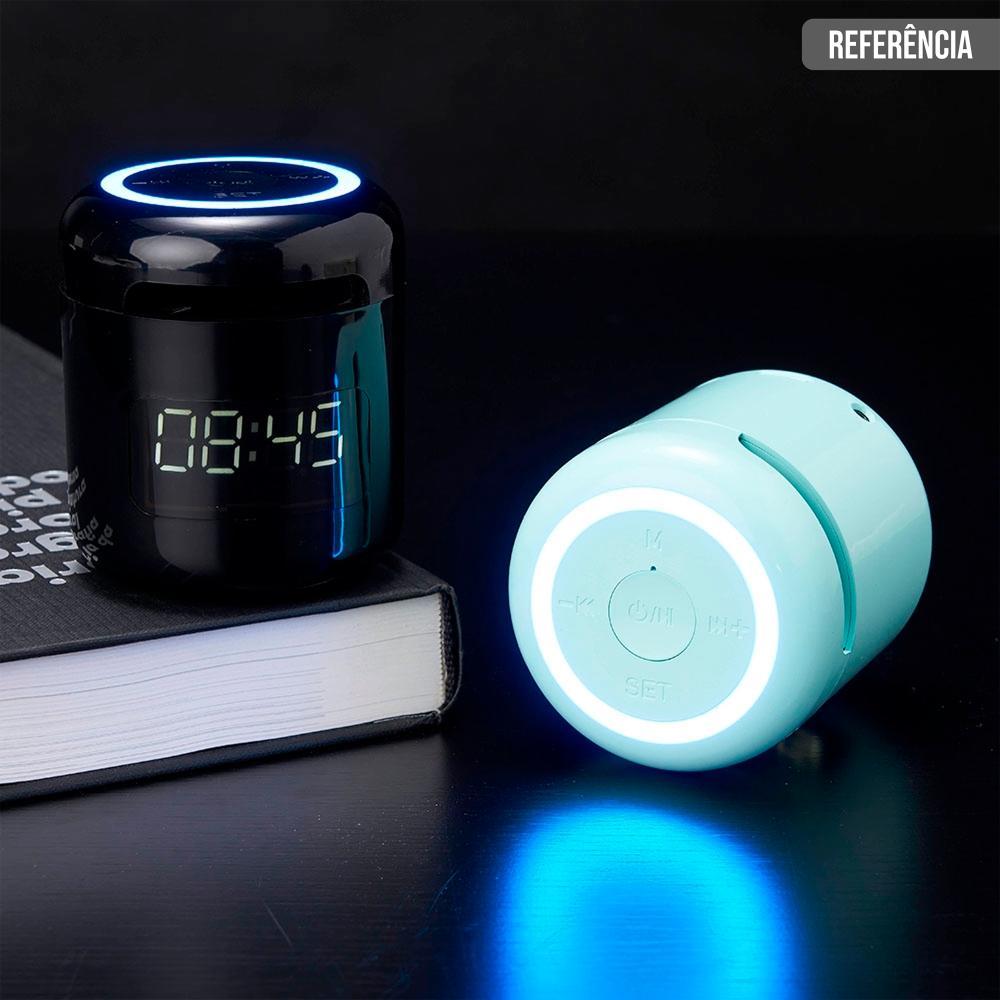 Caixa de Som Multimídia com Relógio Despertador LED - Amarela - 4