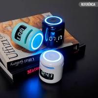 Caixa de Som Multimídia com Relógio Despertador LED - Amarela - 5