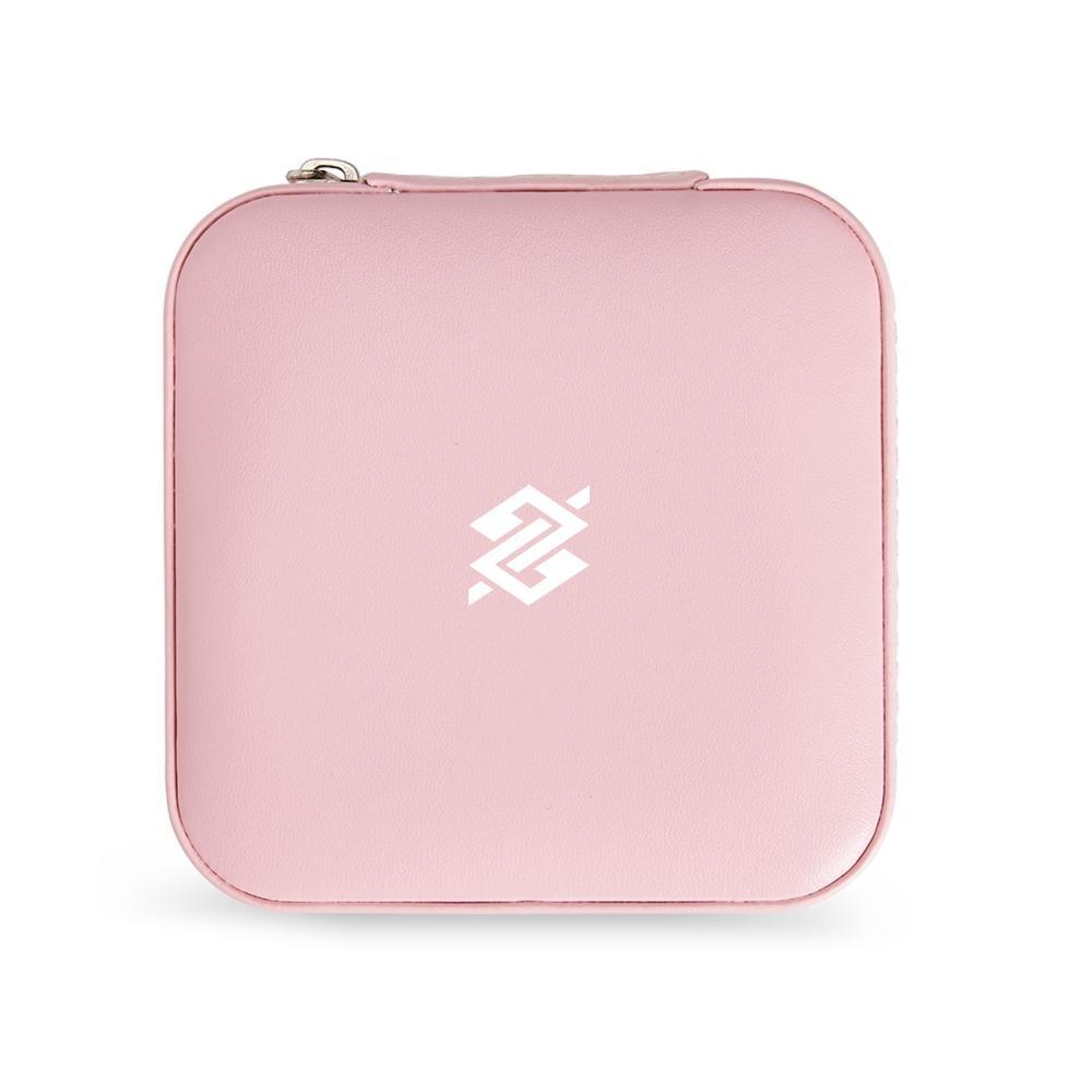 Porta Jóias de couro sintético 10x10cm - Rosa - 2