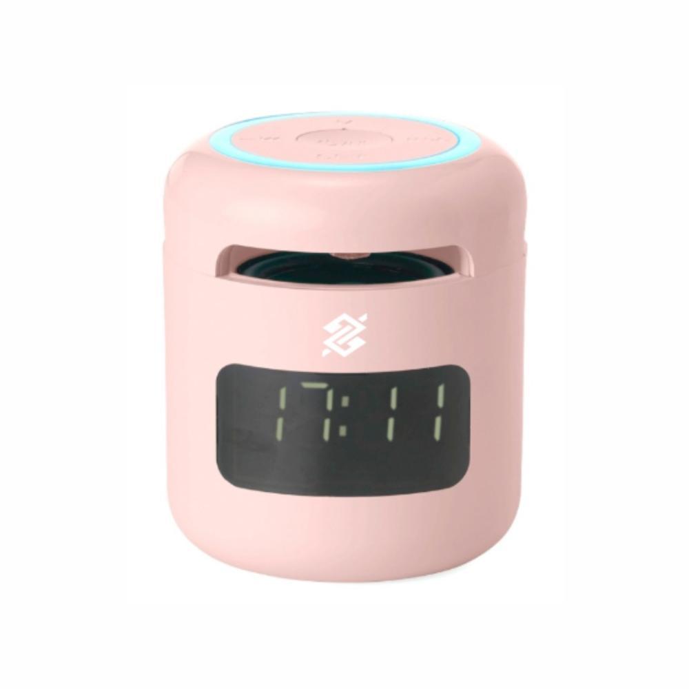 Caixa de Som Multimídia com Relógio Despertador LED - Rosa - 1