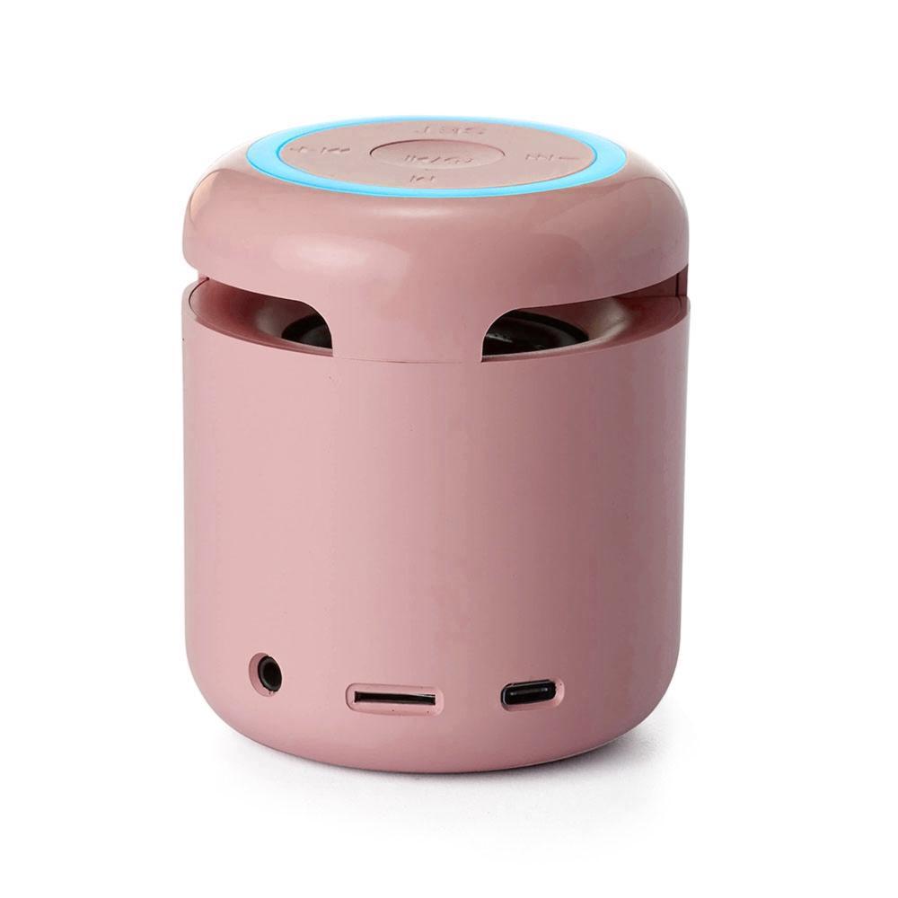 Caixa de Som Multimídia com Relógio Despertador LED - Rosa - 2
