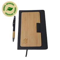 Caderno de Anotações com Suporte de Caneta e Capa de Bambu e Caneta - 6