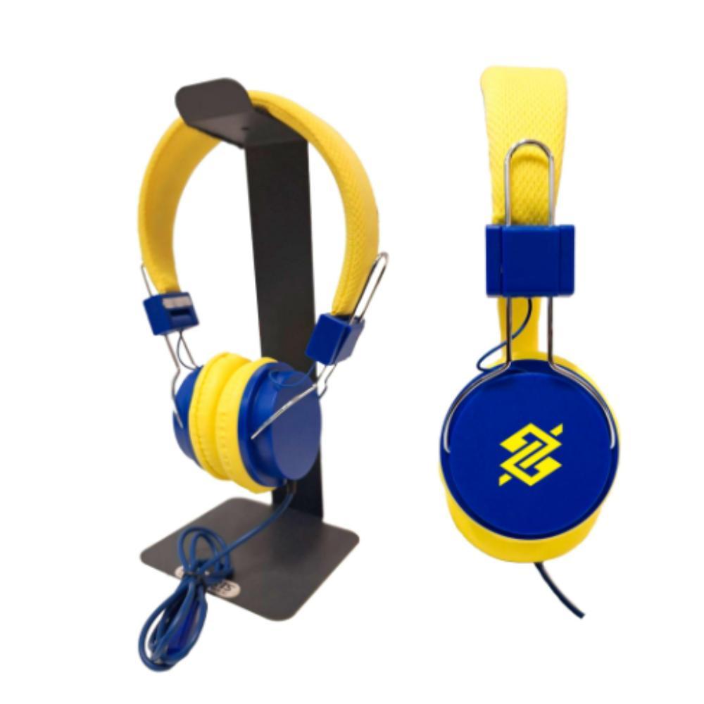 Fone de Ouvido com Microfone - Amarelo e Azul - 5