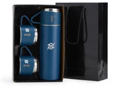 Kit Garrafa Térmica 450ml com Duas Xícaras - Azul