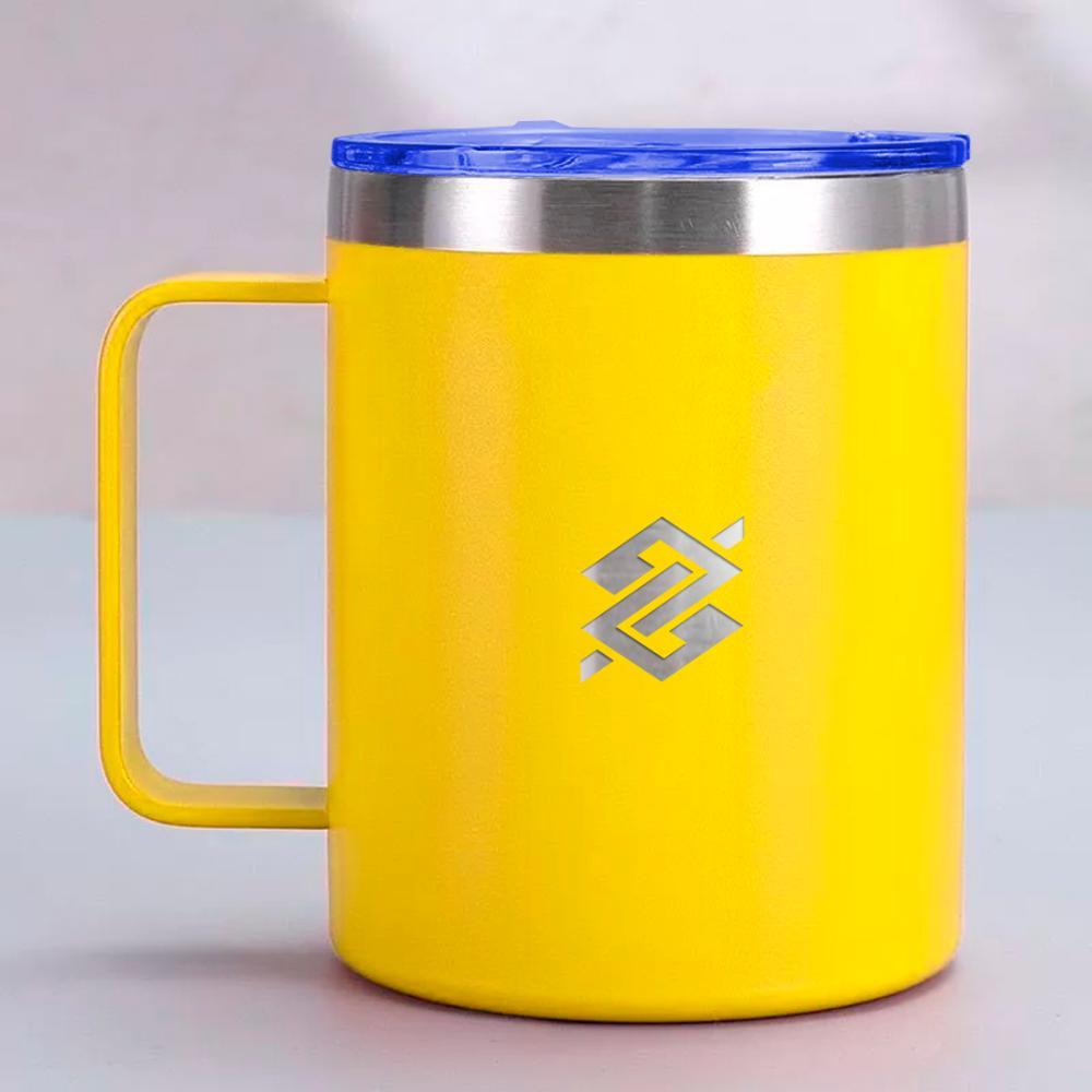 Caneca Térmica M Amarela com Tampa Azul - 3