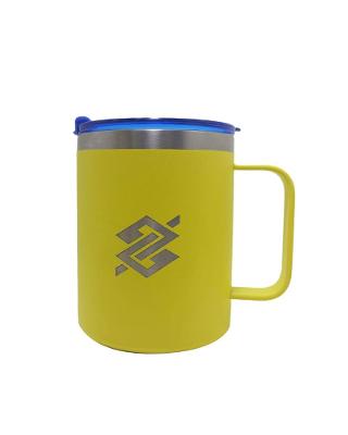 Caneca Térmica M Amarela com Tampa Azul