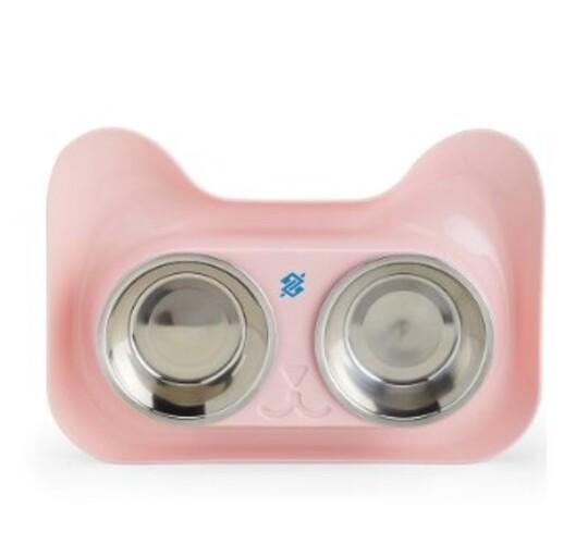 Tigela Dupla para Animais de Estimação - Rosa - 2