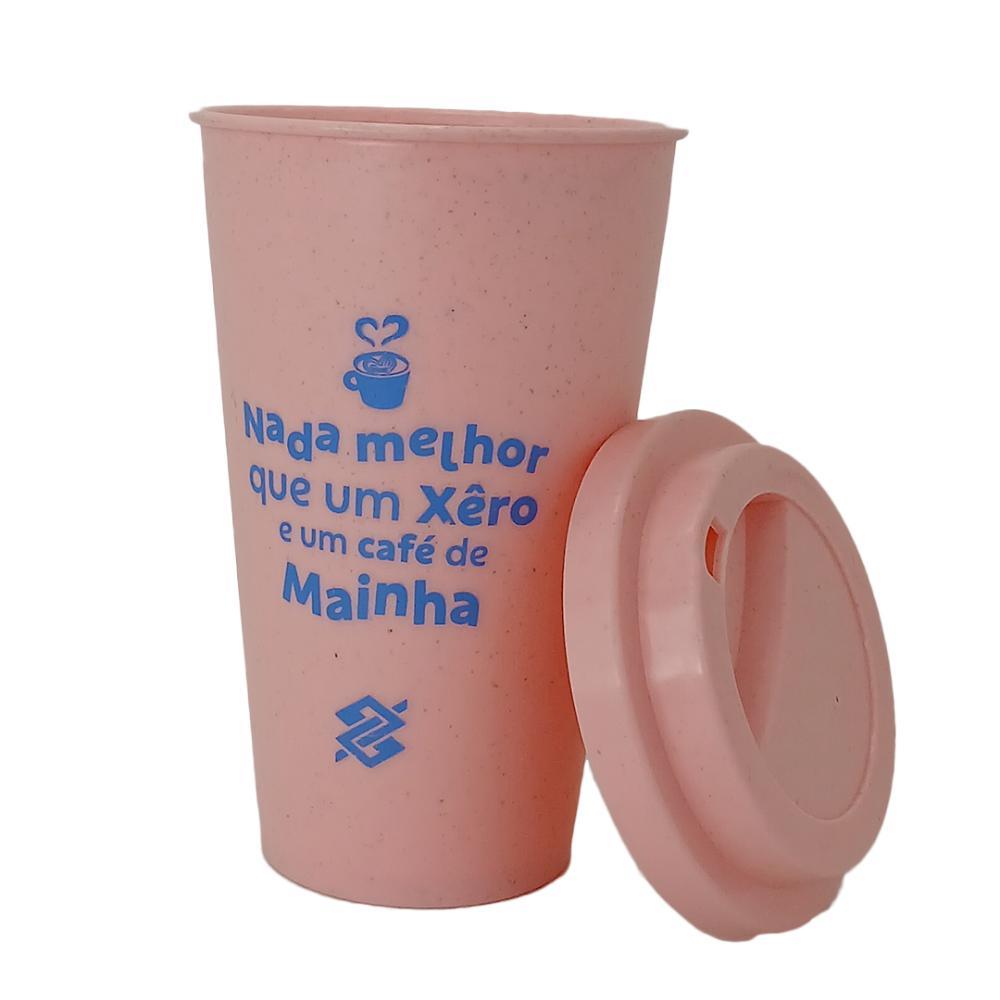 Kit 02 Copos Eco Café  Frases - Rosa e Verde - 2