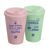 Kit 02 Copos Eco Café  Frases - Rosa e Verde - 1