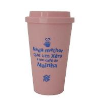 Kit 02 Copos Eco Café  Frases - Rosa e Verde