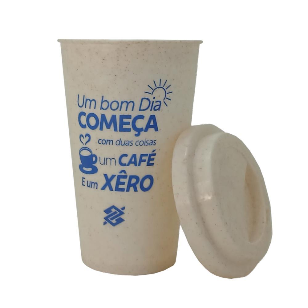 Kit 02 Copos Eco Café Frases - Azul e Bege - 2