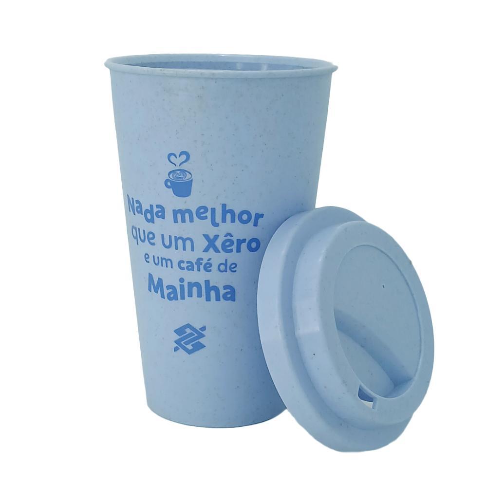 Kit 02 Copos Eco Café Frases - Azul e Bege - 3