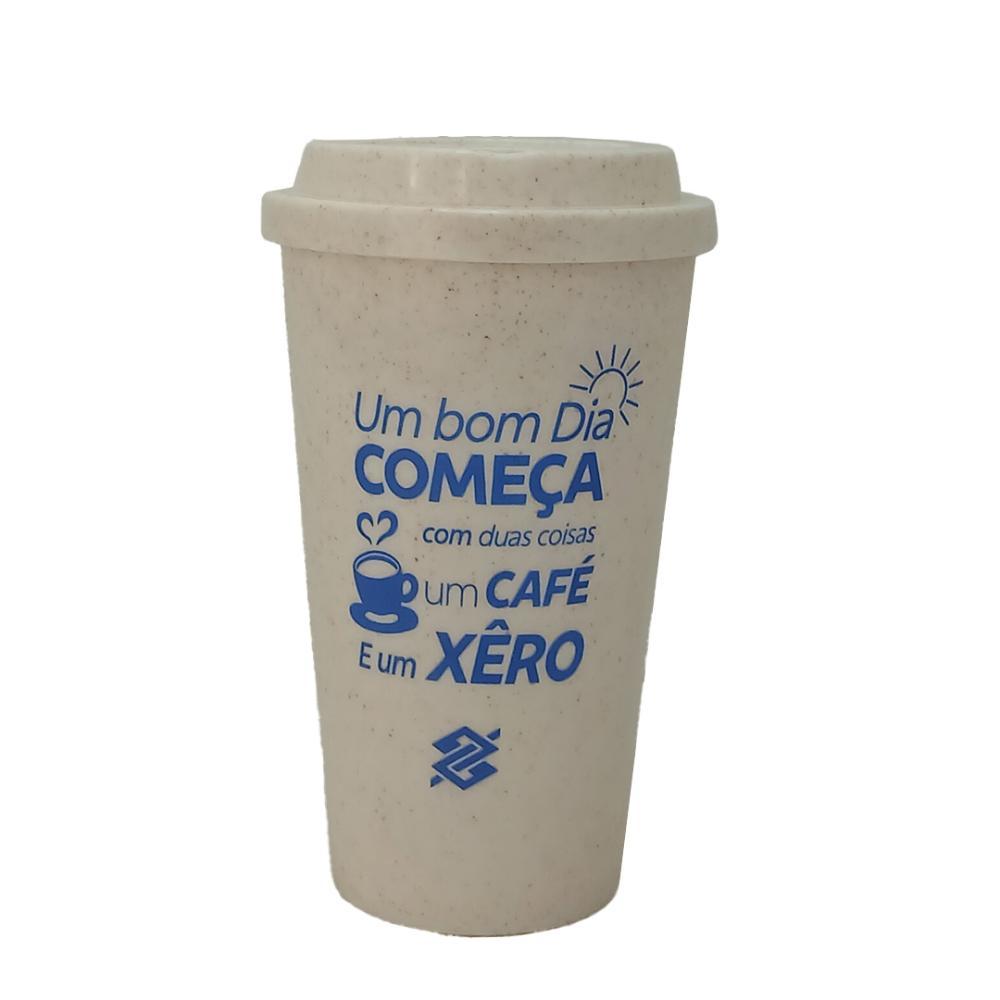 Kit 02 Copos Eco Café Frases - Azul e Bege - 4
