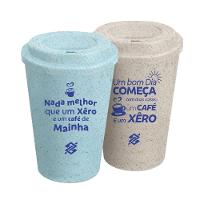 Kit 02 Copos Eco Café Frases - Azul e Bege - 1