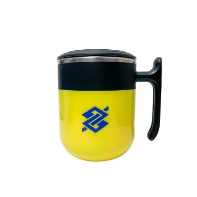 Caneca Plástica com Tampa e Interior em Inox 300ml - Amarelo