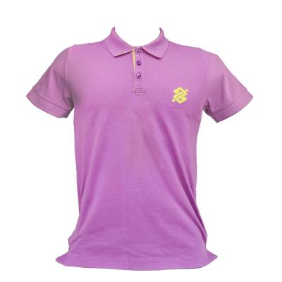 Camiseta Polo Pique Bordada Premium Masculina Lilás