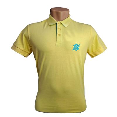 Camiseta Polo Pique Bordada Premium Masculina Amarela