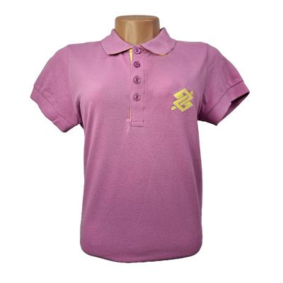 Camiseta Polo Pique Bordada Premium Feminina Lilás