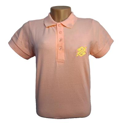 Camiseta Polo Pique Bordada Premium Feminina Rosa
