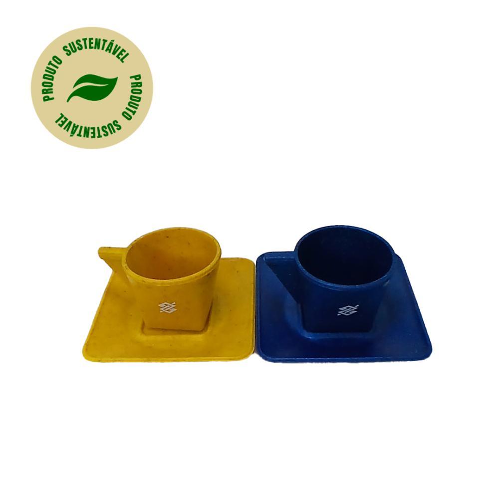 Kit 02 Xicarás com Pires 50ml (Azul e Amarelo) - Sustentável - 5