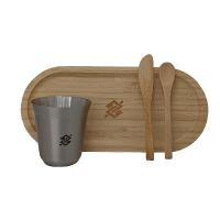 Kit Café - Bandeja em Bambu e Copo Inox - Prata - 3
