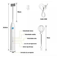 Misturador Bebidas Ovos Mini Mixer Fuê Portátil Elétrico Recarregável - Branco - 2