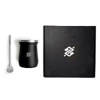 Kit Cuia Térmica Em Aço Inox Com Bomba - Preto 300ML - 2