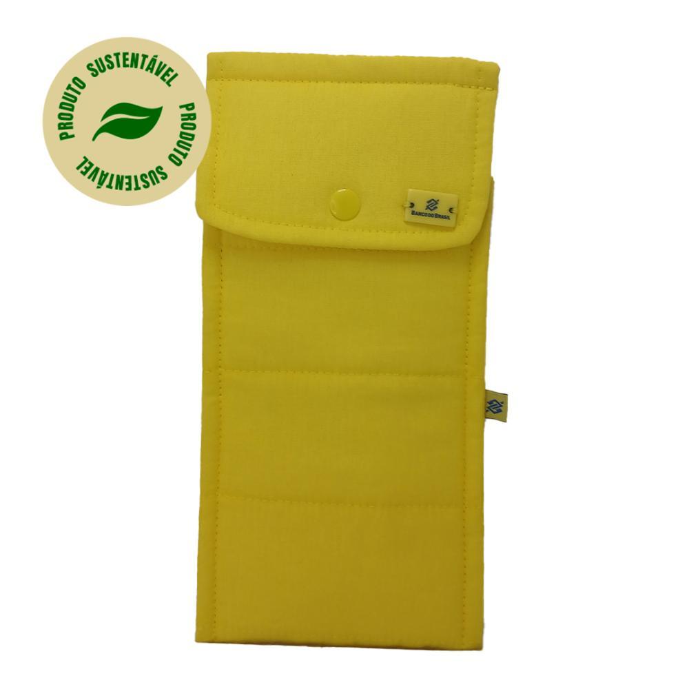 Conjunto de 3 Talheres Azul com Porta Talher Tecido Amarelo - 2