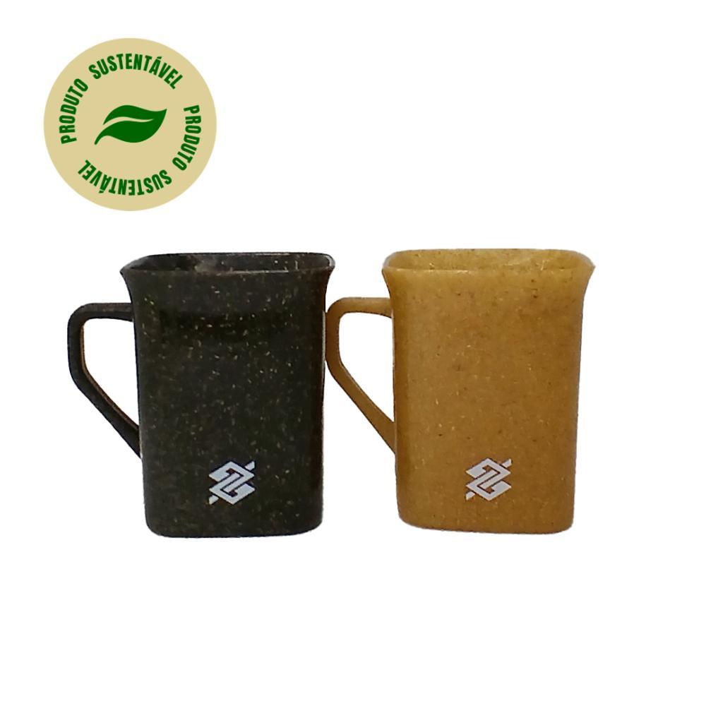 Kir com 02 Canecas Quadrada 250ml - Madeira Clara e Madeira Escura - Produto Sustentável - 1