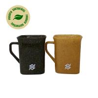 Kir com 02 Canecas Quadrada 250ml - Madeira Clara e Madeira Escura - Produto Sustentável - 1