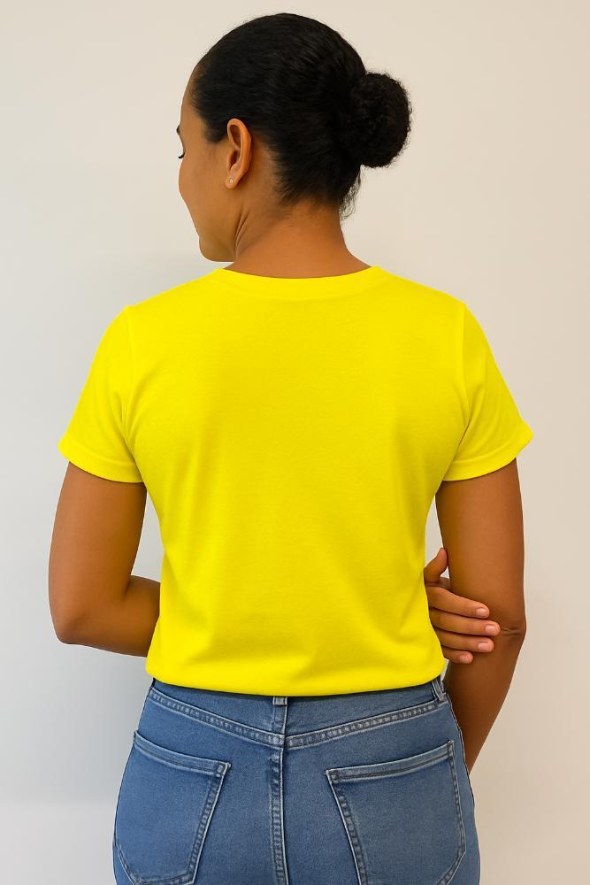 Camiseta T-Shirt Feminina em Meia Malha AMARELA - Sustentável - 2