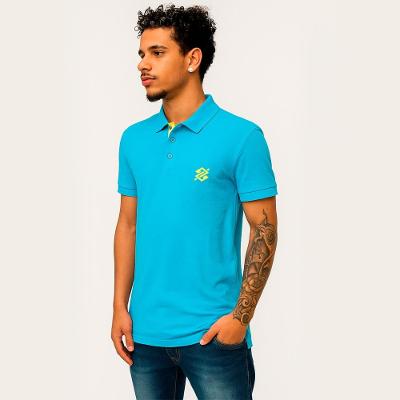 Camiseta Polo Pique Masculina - Coleção Loja BB Slim - Azul