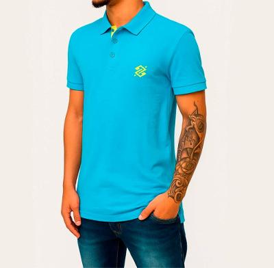 Camiseta Polo Pique Masculina - Coleção Loja BB Slim - Azul