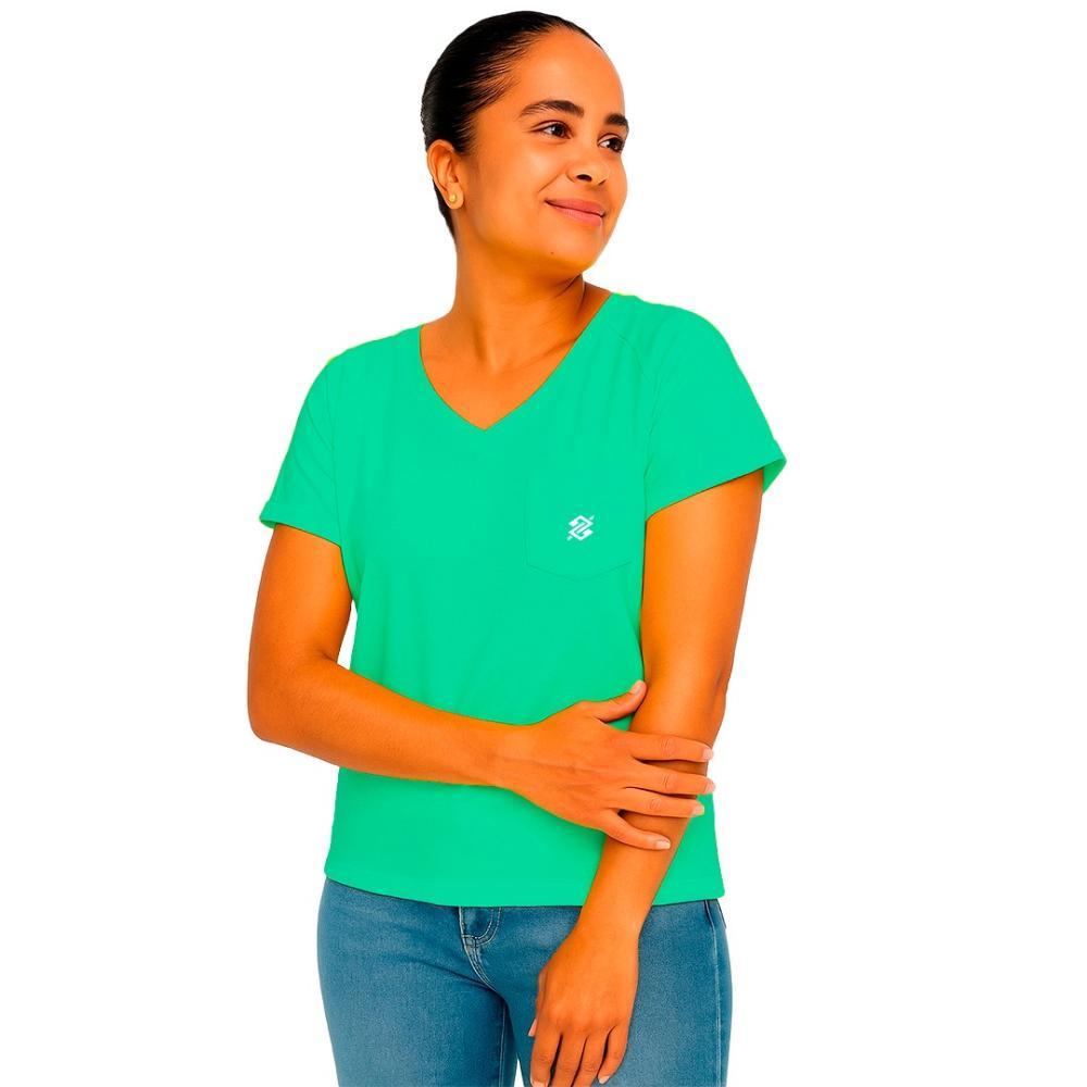Camiseta T-Shirt Feminina em Meia Malha VERDE  - Produto Sustentável - 1