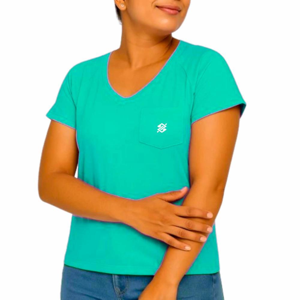 Camiseta T-Shirt Feminina em Meia Malha VERDE  - Produto Sustentável - 3
