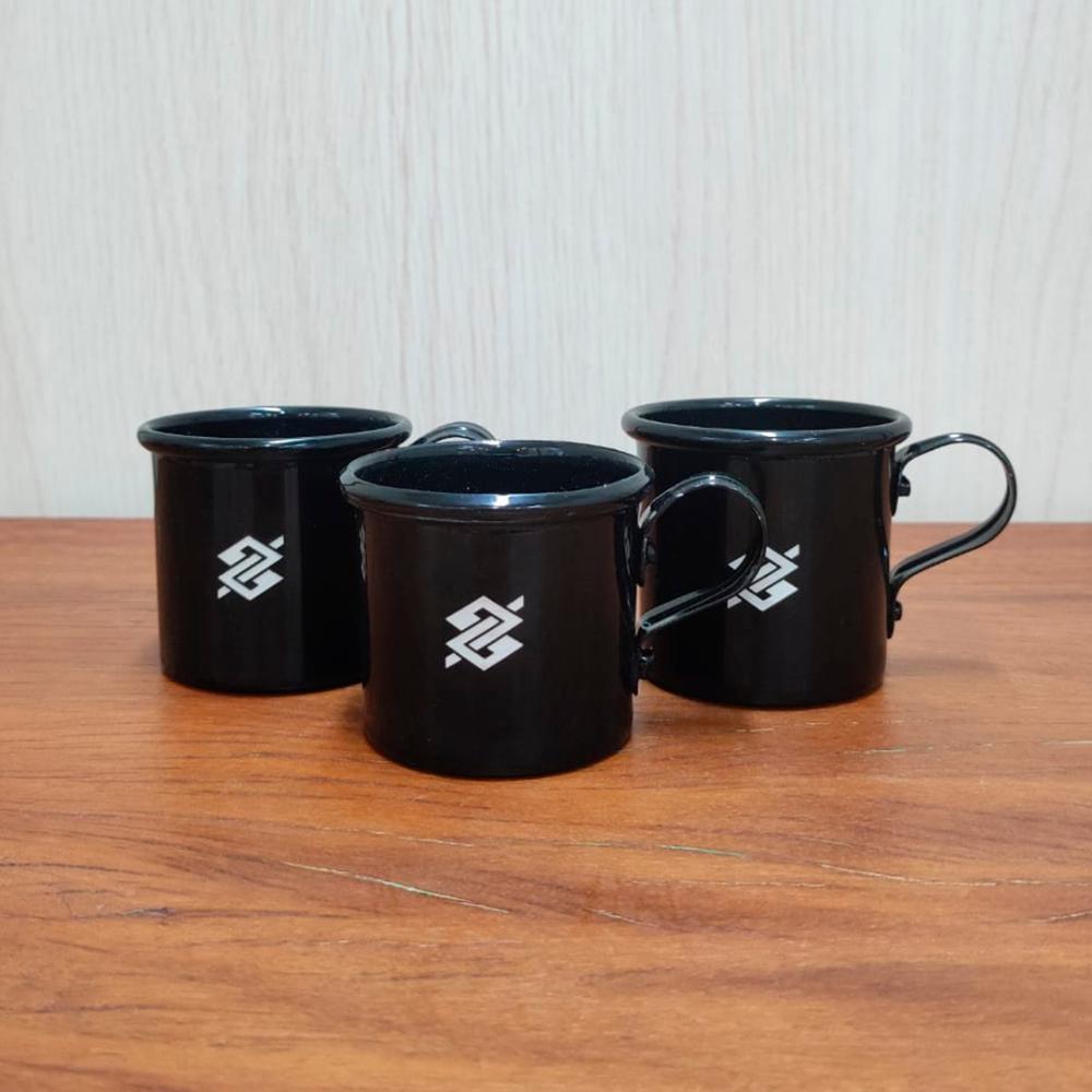 Kit 3 Xícaras Metal - Preto - 1