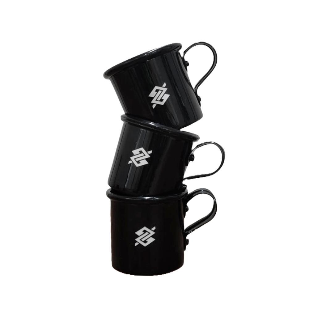 Kit 3 Xícaras Metal - Preto - 3